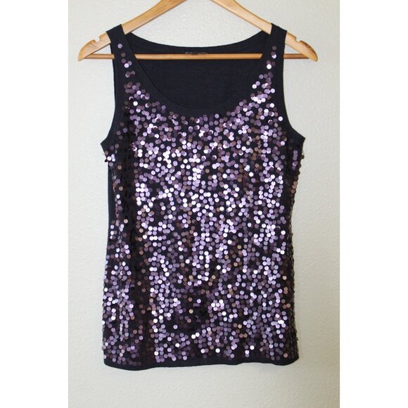 Eileen Fisher Tops - Eileen Fisher Purple Sequins Merino Wool Sleeveless Tank S